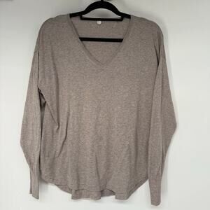 Margaret O'Leary V-Neck Sweater Women's Size XS Gray Relaxed Fit Knit Cozycore